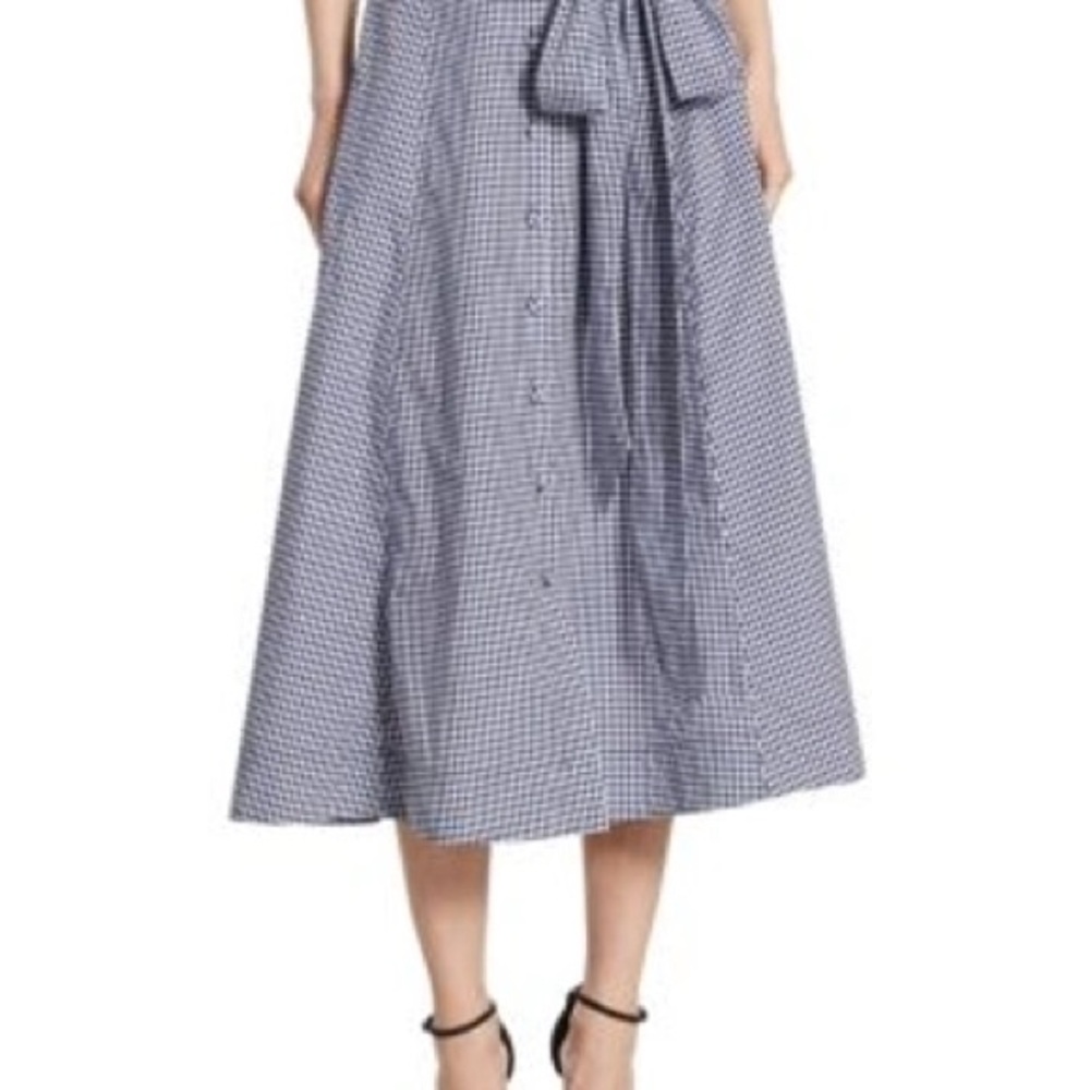 Alexis Hadley Blue Gingham Midi Skirt medium A-line